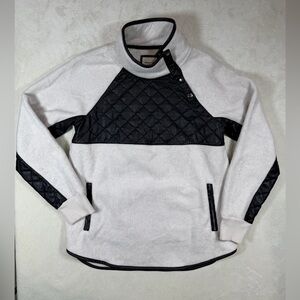Abercrombie & Fitch M Asymmetrical Sherpa Black & White Leather Quilted Sweater